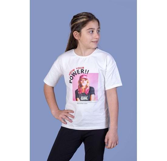 Toontoy Kız Çocuk Power Baskılı Tişört